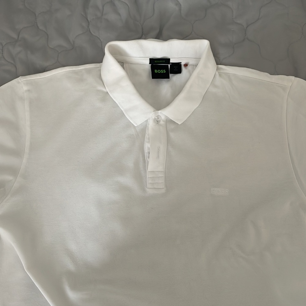 Boss Mens White Polo Shirt size XL